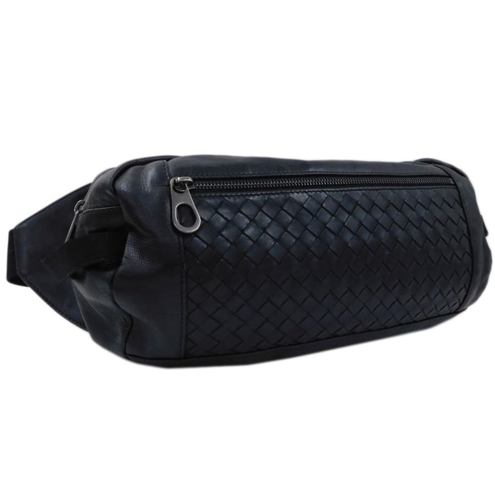 Bottega Veneta Waist Crossbody Belt Body Bag Black Intrecciato Woven